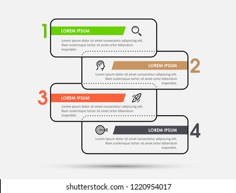 Vector Infographic design template with icons and 4 options or steps.  Can be used for process diagram, presentations, workflow layout, banner, flow chart, info graph.