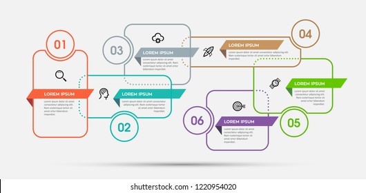 Vector Infographic Design Template With Icons And 6 Options Or Steps.  Can Be Used For Process Diagram, Presentations, Workflow Layout, Banner, Flow Chart, Info Graph.