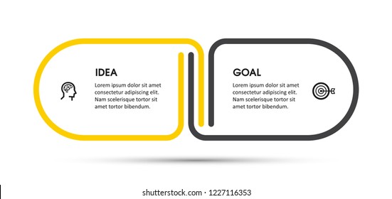 Vector Infographic design template with icons and 2 options or steps.  Can be used for process diagram, presentations, workflow layout, banner, flow chart, info graph.