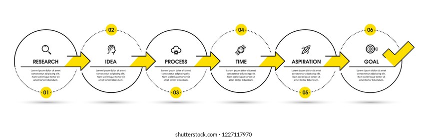 Vector Infographic design template with icons and 6 options or steps.  Can be used for process diagram, presentations, workflow layout, banner, flow chart, info graph.