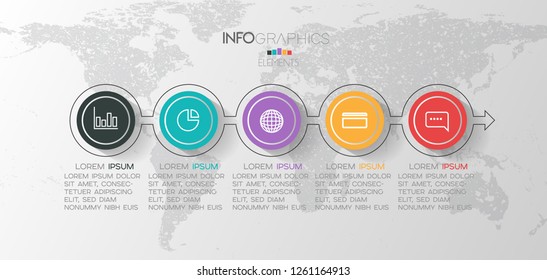 vector Infographic design template with icons and 5 options Can be used for business concept. process, flow chart, presentation, workflow layout, chart, graph,Vector illustration.