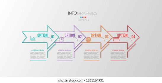 vector Infographic design template with icons and 4 options Can be used for business concept. process, flow chart, presentation, workflow layout, chart, graph,Vector illustration.