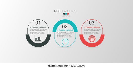 vector Infographic design template with icons and 3 options Can be used for business concept. process, flow chart, presentation, workflow layout, chart, graph,Vector illustration.