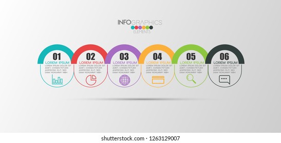 vector Infographic design template with icons and 6 options Can be used for business concept. process, flow chart, presentation, workflow layout, chart, graph,Vector illustration.
