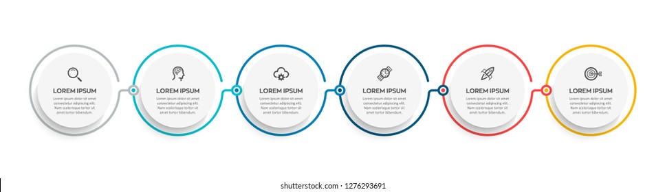 Vector Infographic design template with icons and 6 options or steps.  Can be used for process diagram, presentations, workflow layout, banner, flow chart, info graph.