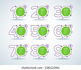 Vector Infographic design template with icons and 9 numbers options or steps. Can be used for process diagram, presentations, workflow layout, banner, flow chart, info graph.