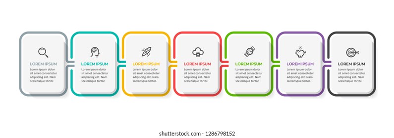 Vector Infographic design template with icons and  7 options or steps. Infographics for business concept. Can be used for presentations banner, workflow layout, process diagram, flow chart, info graph