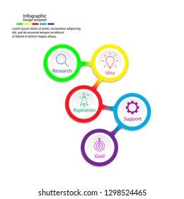Vector Infographic design template with icons and 5 numbers options or steps. Can be used for process diagram, presentations, workflow layout, banner, flow chart, info graph.