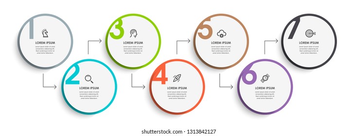 Vector Infographic Design Template With Icons And 7 Numbers Options Or Steps.  Can Be Used For Process Diagram, Presentations, Workflow Layout, Banner, Flow Chart, Info Graph.