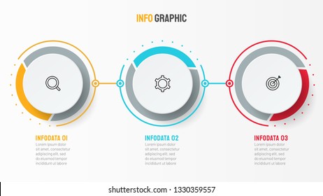 Vector infographic design template with icons. Business concept with 3 options or steps. Can be used for process diagram, workflow layout, info graph, annual report,  flow chart. 