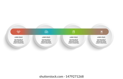 Vector Infographic design template with icons and 4 numbers options or steps. Can be used for process diagram, presentations, workflow layout, banner, flow chart, info graph.