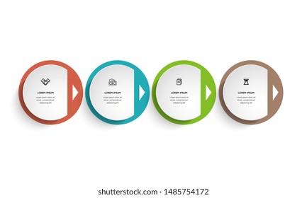 Vector Infographic design template with icons and 4 numbers options or steps. Can be used for process diagram, presentations, workflow layout, banner, flow chart, info graph.