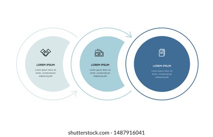 Vector Infographic design template with icons and 3 numbers options or steps. Can be used for process diagram, presentations, workflow layout, banner, flow chart, info graph.