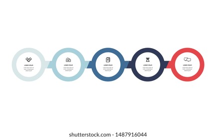 Vector Infographic design template with icons and 5 numbers options or steps. Can be used for process diagram, presentations, workflow layout, banner, flow chart, info graph.