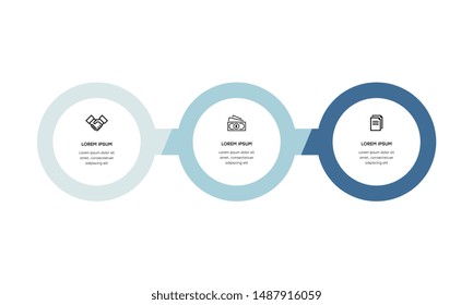 Vector Infographic design template with icons and 3 numbers options or steps. Can be used for process diagram, presentations, workflow layout, banner, flow chart, info graph.