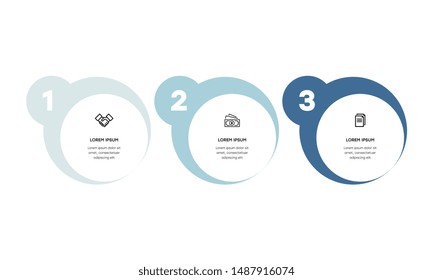 Vector Infographic design template with icons and 3 numbers options or steps. Can be used for process diagram, presentations, workflow layout, banner, flow chart, info graph.