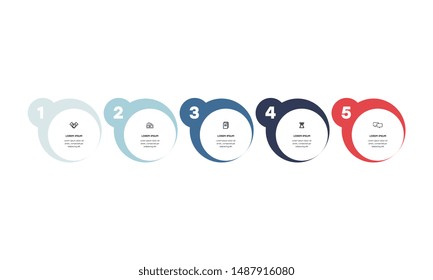 Vector Infographic design template with icons and 5 numbers options or steps. Can be used for process diagram, presentations, workflow layout, banner, flow chart, info graph.