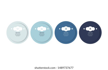 Vector Infographic design template with icons and 4 numbers options or steps. Can be used for process diagram, presentations, workflow layout, banner, flow chart, info graph.