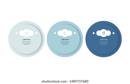 Vector Infographic design template with icons and 3 numbers options or steps. Can be used for process diagram, presentations, workflow layout, banner, flow chart, info graph.