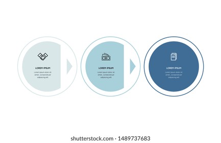 Vector Infographic design template with icons and 3 numbers options or steps. Can be used for process diagram, presentations, workflow layout, banner, flow chart, info graph.