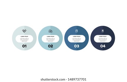 Vector Infographic design template with icons and 4 numbers options or steps. Can be used for process diagram, presentations, workflow layout, banner, flow chart, info graph.