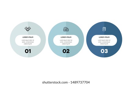 Vector Infographic design template with icons and 3 numbers options or steps. Can be used for process diagram, presentations, workflow layout, banner, flow chart, info graph.