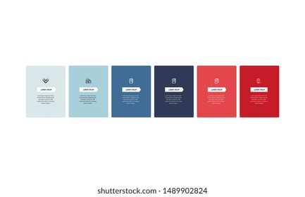 Vector Infographic design template with icons and 6 numbers options or steps. Can be used for process diagram, presentations, workflow layout, banner, flow chart, info graph.