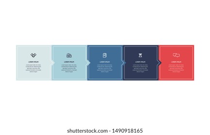 Vector Infographic design template with icons and 5 numbers options or steps. Can be used for process diagram, presentations, workflow layout, banner, flow chart, info graph.