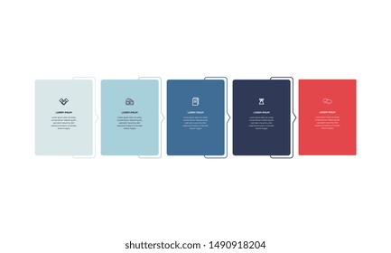 Vector Infographic design template with icons and 5 numbers options or steps. Can be used for process diagram, presentations, workflow layout, banner, flow chart, info graph.