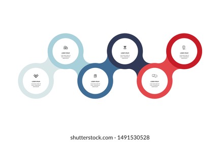 Vector Infographic design template with icons and 6 numbers options or steps. Can be used for process diagram, presentations, workflow layout, banner, flow chart, info graph.