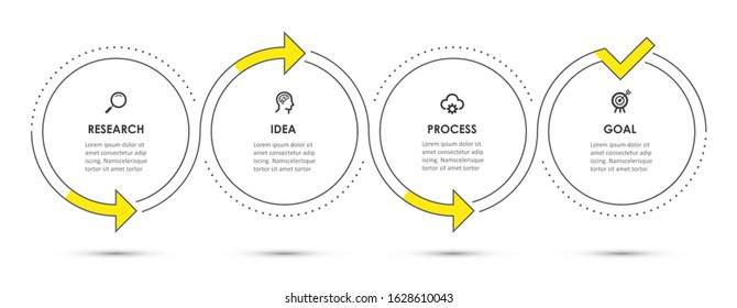 Vector Infographic design template with icons and 4 options or steps.  Can be used for process diagram, presentations, workflow layout, banner, flow chart, info graph.