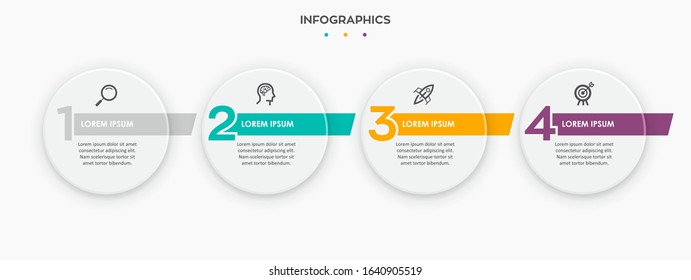 Vector Infographic design template with icons and 4 options or steps.  Can be used for process diagram, presentations, workflow layout, banner, flow chart, info graph.