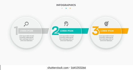 Vector Infographic design template with icons and 3 options or steps.  Can be used for process diagram, presentations, workflow layout, banner, flow chart, info graph.
