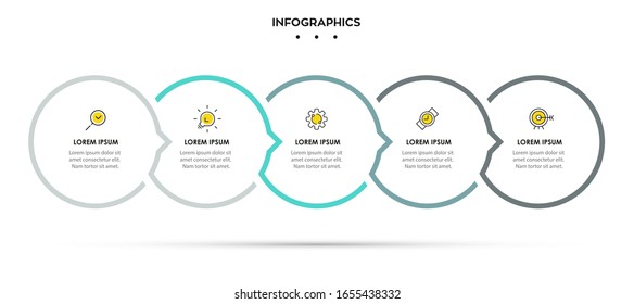 Vector Infographic design template with icons and 5 options or steps.  Can be used for process diagram, presentations, workflow layout, banner, flow chart, info graph.