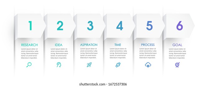 Vector Infographic design template with icons and 6 options or steps. Infographics for business concept. Can be used for presentations banner, workflow layout, process diagram, flow chart, info graph
