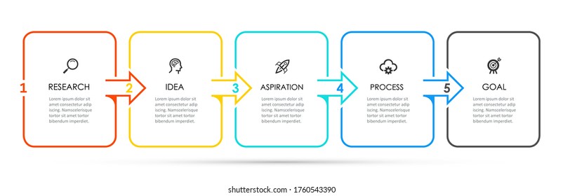 Plantilla de diseño Vector Infográfico con iconos y 5 opciones o pasos.  Se puede utilizar para el diagrama de procesos, presentaciones, diseño de flujo de trabajo, banner, diagrama de flujo, gráfico de información.