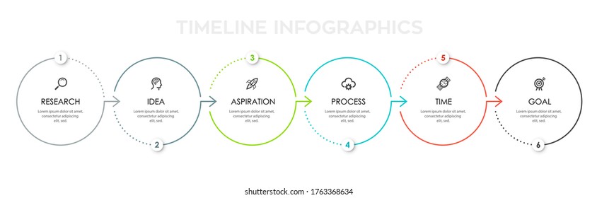 Plantilla de diseño Vector Infographic con iconos y 6 opciones o pasos.  Se puede utilizar para el diagrama de procesos, presentaciones, diseño de flujo de trabajo, banner, diagrama de flujo, gráfico de información.