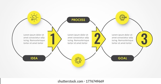 Vector Infographic design template with icons and 3 options or steps.  Can be used for process diagram, presentations, workflow layout, banner, flow chart, info graph.