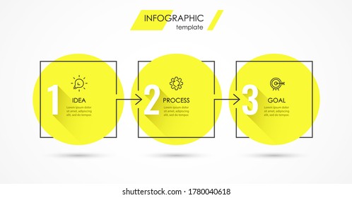 Vector Infographic design template with icons and 3 options or steps.  Can be used for process diagram, presentations, workflow layout, banner, flow chart, info graph.