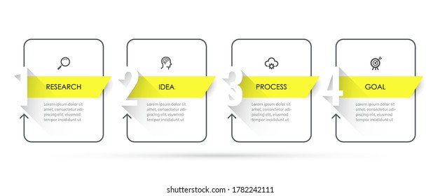 Vector Infographic design template with icons and 4 options or steps. Can be used for process diagram, presentations, workflow layout, banner, flow chart, info graph.