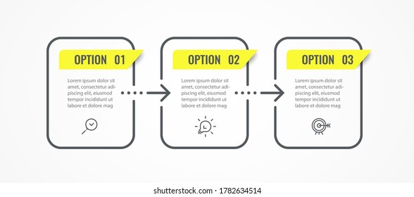 Vector Infographic design template with icons and 3 options or steps. Can be used for process diagram, presentations, workflow layout, banner, flow chart, info graph.