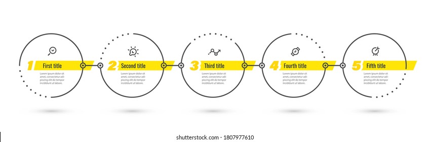 Vector Infographic design template with icons and 5 options or steps. Can be used for process diagram, presentations, workflow layout, banner, flow chart, info graph.