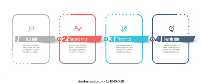 Vector Infographic design template with icons and 4 options or steps. Can be used for process diagram, presentations, workflow layout, banner, flow chart, info graph.