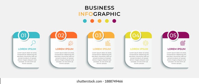 Vector Infographic design template with icons and 5 options or steps. Can be used for business, process diagram, presentations, workflow layout, banner, flow chart, info graph.