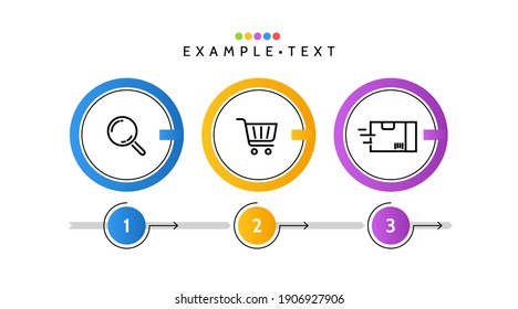 Vector Infografische Design-Vorlage mit Icons Vergrößerung Glas und 3 Optionen oder Schritte. Infografiken für das Geschäftskonzept. Präsentationsbanner, Workflow-Layout, Prozessdiagramm, Flussdiagramm, Infografik