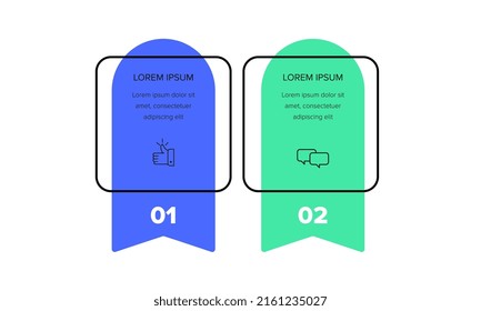 Vector Infographic design template with icons and 2 numbers options or steps. Can be used for process diagram, presentations, workflow layout, banner, flow chart, info graph.