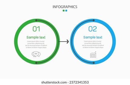 Plantilla de diseño de infografía vectorial con iconos y 2 opciones o pasos. Se puede utilizar para el diagrama de procesos, presentaciones, diseño de flujo de trabajo, diagrama de flujo, gráfico de información