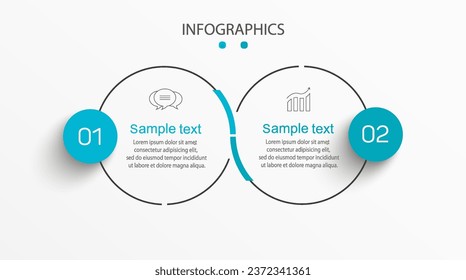 Vector infographic design template with icons and 2 options or steps. Can be used for process diagram, presentations, workflow layout, flow chart, info graph