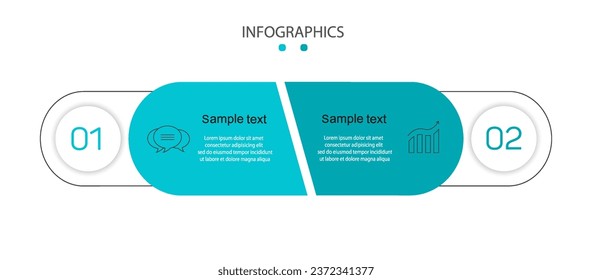 Plantilla de diseño de infografía vectorial con iconos y 2 opciones o pasos. Se puede utilizar para el diagrama de procesos, presentaciones, diseño de flujo de trabajo, diagrama de flujo, gráfico de información