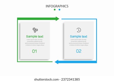 Plantilla de diseño de infografía vectorial con iconos y 2 opciones o pasos. Se puede utilizar para el diagrama de procesos, presentaciones, diseño de flujo de trabajo, diagrama de flujo, gráfico de información